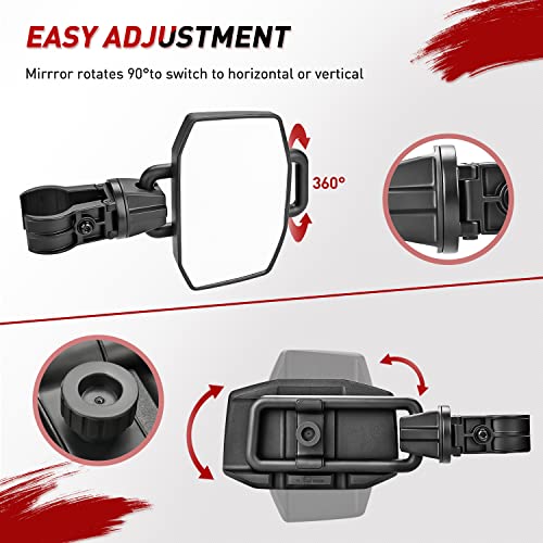 Image of Frokom UTV Side Mirrors Fit 1.75 inchto 2 inch Roll Bar Cage, Large Aluminum Solid Side View Mirrors Compatible with Polaris RZR Can Am Maverick X3 Talon Pioneer 1000 Wolverine Kawasaki Teryx SXS