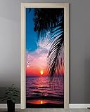 FLFK Sunset Door Mural - Peel and Stick Wallpaper, Removable Self-Adhesive, 30.3'W x 78.7'L, Set of 2 Sheets