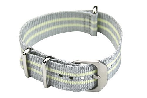 Slow – Cinturino in nylon giallo grigio con chiusura argentata, larghezza 20 mm.