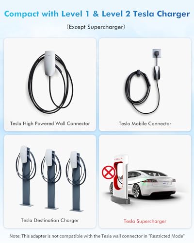 Image of NACS to J1772 Adapter, Max 80Amp 250V J1772 EV Charging Adapter to Tesla Charger, Compatible with Tesla High Power Wall Connector, Home Mobile Chargers, Destination Charger, Suits for SAE J1772 EVs