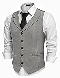 COOFANDY Grey Suit Vest Men Dress Casual Vests Slim Fit Formal Waistcoat, Gray, XL