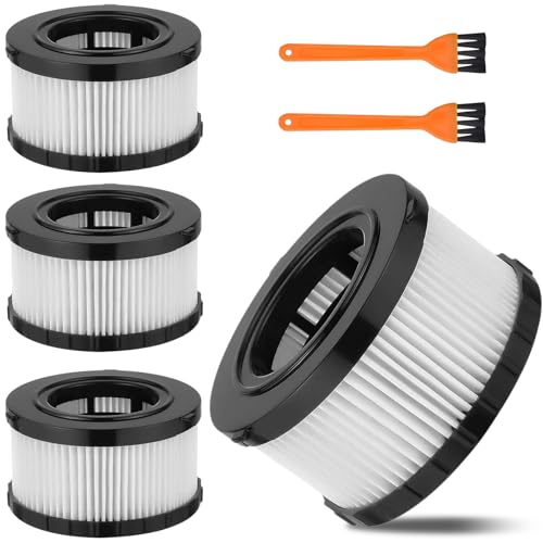 Image of 4 PCS DC5151H HEPA Filter Compatible With DEWALT DC515 DCV517 Vacuum | Replacement Compatible With DEWALT Wet Dry Vacuum DC5151H DC515 DCV517 DCV517B-with 2 Brushes DC5151H Vacuum HEPA Filters