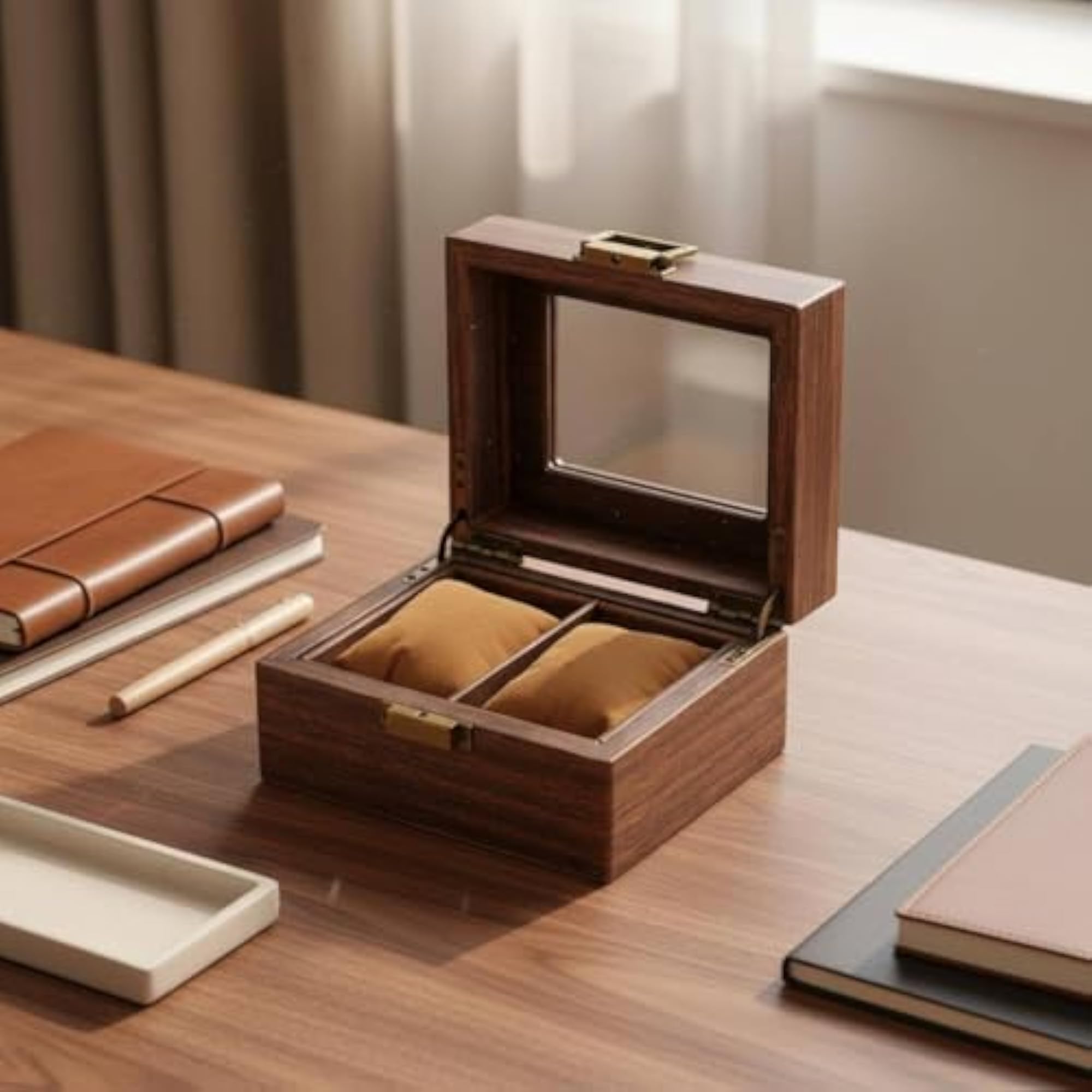 PU Leather Watch Organizer Box, Black, 10 Slots