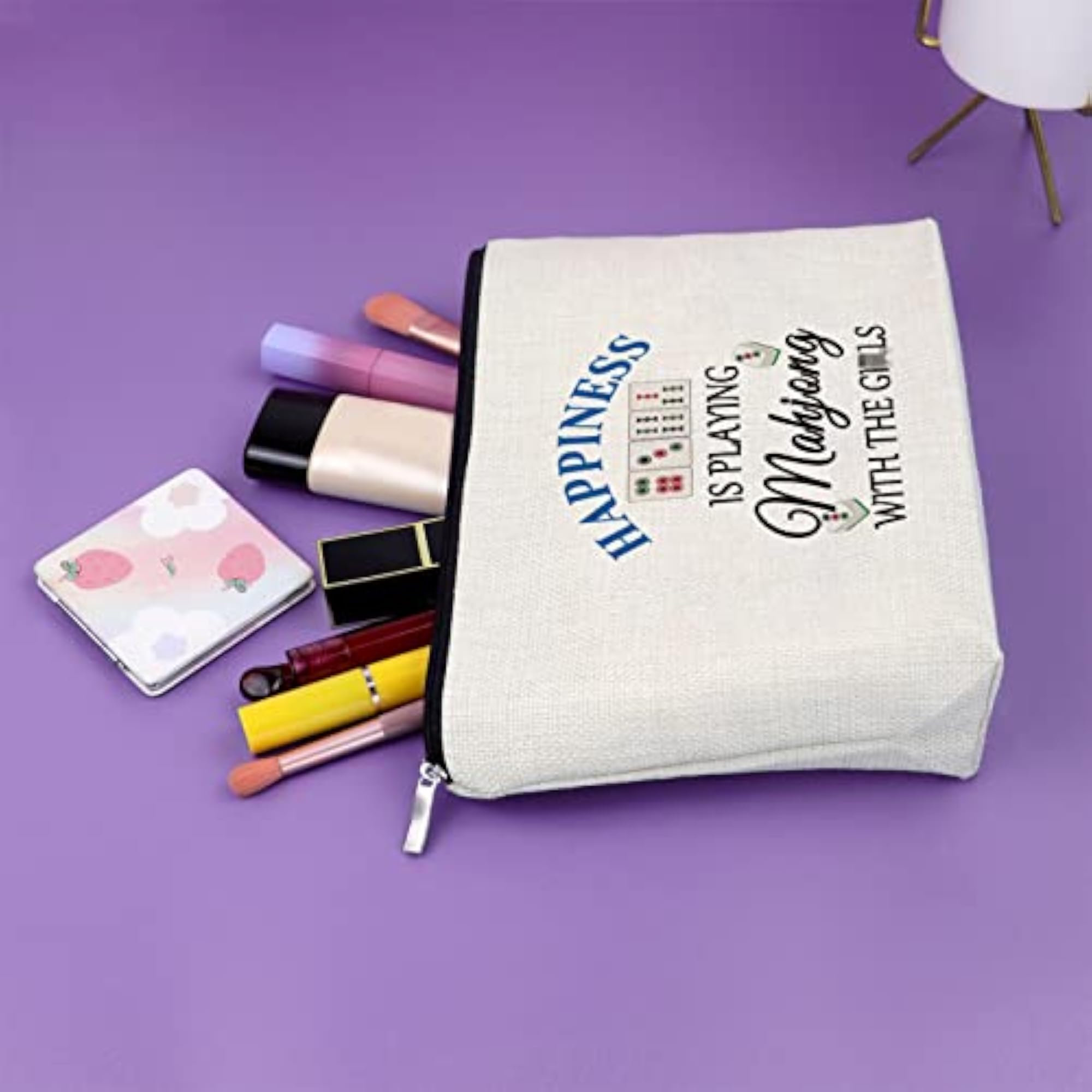Lucky Mahjong Cosmetic Bag, Gift for Mahjong Players