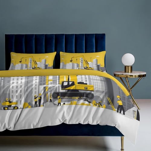 Funda nórdica con impresión 3D de obras de construcción y ropa de cama infantil 8