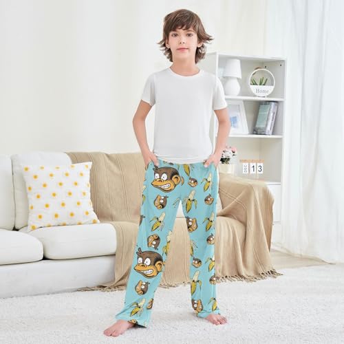 Boys' Pants Monkeys Peel Banana Retro Style Long Bottoms Jogger Pants Elastic Waist Trousers with Pockets S-XL3