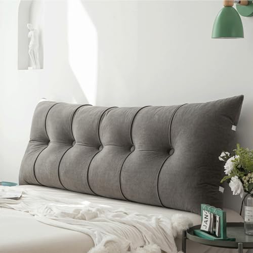 Almohada de cuña para cabecero de cama de dormitorio, tela de felpa de terciopelo de lujo, correas elásticas y diseño de cremallera, lavable a máquina, cojín suave de apoyo para la cabeza y la espalda