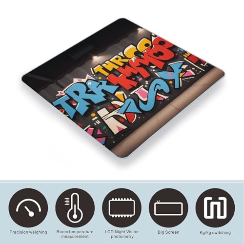 Báscula digital de baño Graffiti Hip Hop con plataforma amplia miniatura 3