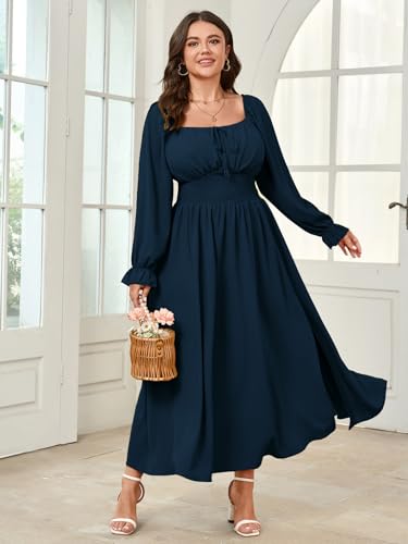 Image of SHESTARR Women's Plus Size Dress Long Sleeve Milkmaid Dress