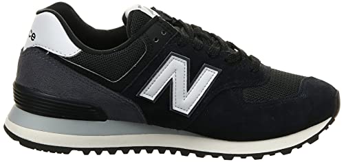 New Balance Tênis unissex adulto 574 V2 History, Preto/branco, 12 Wide Women/10.5 Men