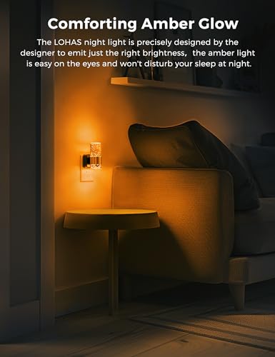 Image of Night Light, 1-Pack Modern Night Lights Plug into Wall, Dimmable Amber Night Light with Auto Light Sensor, Wall Sconce-style Design Nightlight for Bathroom,Bedroom,Hallway