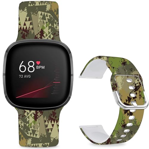 Hepsun�p�^�[���v�����g�r���v�o���h Fitbit 4/3/ Fitbit Sense 2/Sense�Ή� �X�|�[�c�\�t�g�V���R���X�g���b�v ���f�B�[�X �����Y �e�B�[������ (�E�H�[�^�[�O���[��)