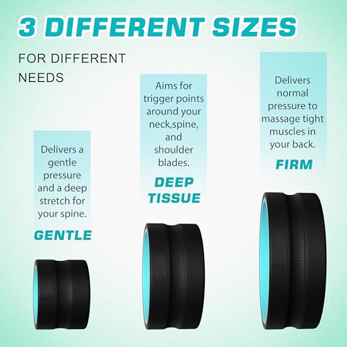 3 Pack Back Roller- Yoga Wheel for Back Pain Reliefn & Stretching, Back Wheel for Deep Tissue Massage, Foam Roller for Physical Therapy & Exercise - Image 6