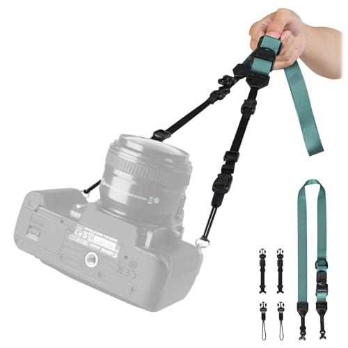 TARION Sangle d'appareil photo 4 en 1 pour photographes : sangle de cou réglable pour appareil photo, bandoulière, sangle de poignet convertible avec boucles durables Duraflex à dégagement rapide MB01