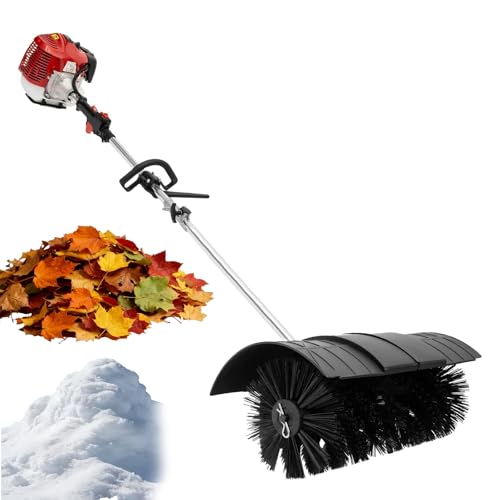 Barredora de césped a gas de 52 cc, escoba barredora manual de 2 tiempos, velocidad ajustable de 2,3 Hp/1700 w, área grande para hojas sucias