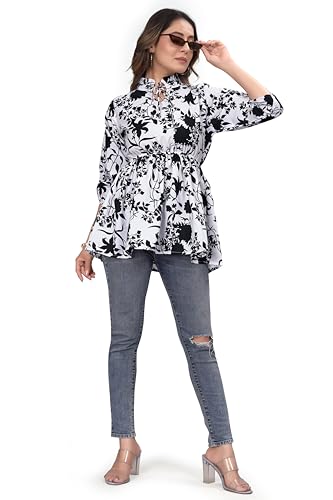 Image of Women Crepe Trendy Ruffel Tunic Tops