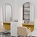 OmySalon Full Length Mirror with Shelf, Large Wall Mounted Makeup Mirror, Professional Salon Metal Hanging Mirror with Storage Shelf for Bedroom, Barbershop, Bathroom (Gold)