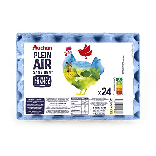 AUCHAN Oeufs de poules élevées en plein air 24 oeufs