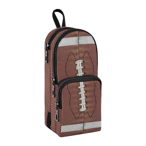 Image of ZAZYXTJ American Football Standing Large Capacity Pencil Case 3 Compartment Pen Pouch Storage Canvas Makeup Bag for School Office Teen Girl Boy Men Women