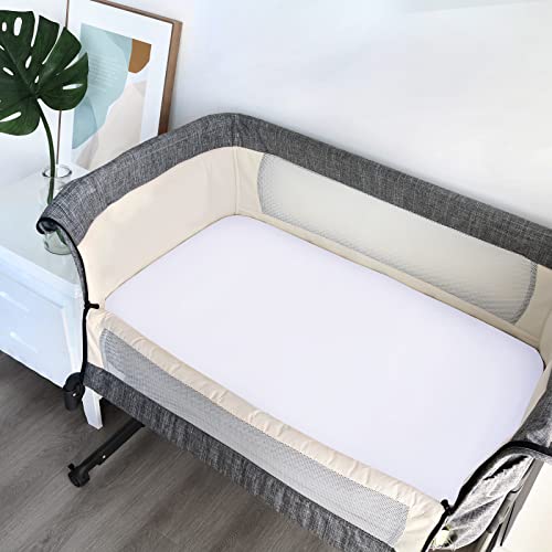 Baby Bassinet Sheets 4 Pack Compatible with Halo Bassinest Swivel, Flex, Glide, Premiere & Luxe Series Sleeper, Ultra Soft & Skin-Friendly, Grey and White