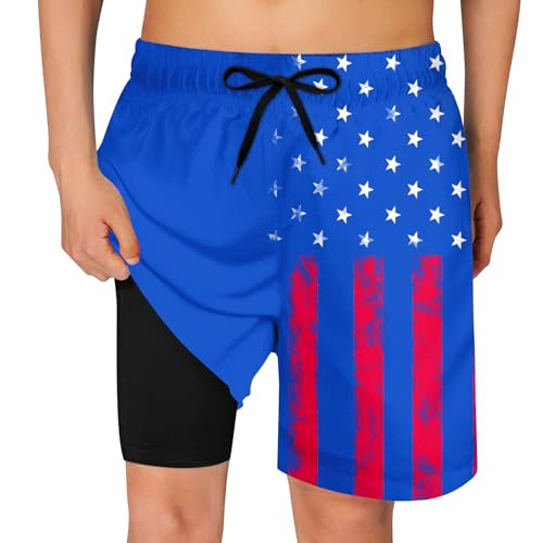 Image of Cozople Boys Swim Trunks Compression Liner Swim Shorts Quick Dry Bathing Suit with Boxer Brief Swimwear 2-20T