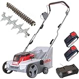IKRA Akku Vertikutierer Rasenlüfter 3in1 IAVL 2-2032, Fangkorb 30l, Arbeitsbreite 32cm, inkl. 2x Akku 20V 2,0Ah & Schnelllader