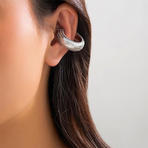 NEWITIN 8 Pairs Chunky Gold Ear Cuff Earrings for Women Trendy Thick Ear Cuffs Non Piercing Clip On Earrings Large Cuff Earring Cartilage Clip for Women 6