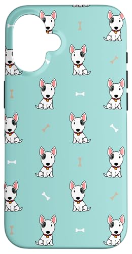 Teal Funny Cute Kawaii Kids Pattern Bully Bull Terrier Lover Carcasa para iPhone 16