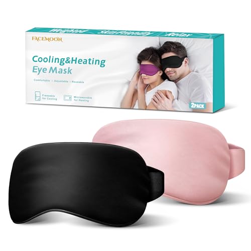 Image of Cold Eye Mask - Cooling Eye Mask for Puffy Eyes, Cold Compress for Dark Circles, Tired Eyes, Headache, Migraines Relief - Reusable Gel Ice Pack, Weighted Sleep Mask(Black, Pink)