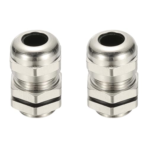 Image of PATIKIL Waterproof Electrical Cable Glands, M12 2 Pcs 3-6.5mm Nickel-Plated Brass Cord Grip Electric Wire Connector Wire Protector for Outdoor Cable Box Enclosure Junction Box