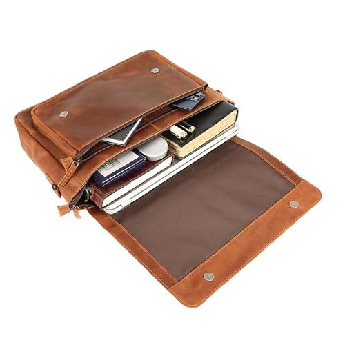 Bolso de mensajero de cuero búfalo artesanal para laptop 16" miniatura 5