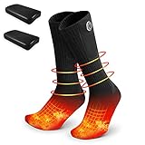Fasola Calcetines Calefactables Hombres Mujeres, 3.7V 4000mAh Batería Recargable Calcetines Termicos Electricos con 3 Ajustes De Calefacción, Lavable Calcetines con Batería Negro - L/XL