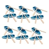 Artisanat unique : chaque bateau à rames miniature est méticuleusement fabriqué en bois, mettant en valeur une attention délicate aux détails qui améliore son attrait esthétique, de bateau en bois, petit décor de bateau en bois
