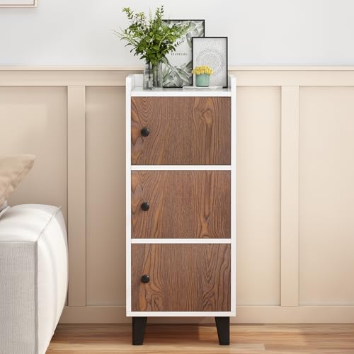 Image of Amazon Brand - Umi 3 Tier Engineered Wood Storage Cabinet Units with Door for Living Room Home Kitchen Storage Rack Dresser Organizer Bedside Table Nightstand Space Saving Furniture - 41x38x102cm