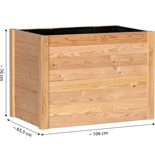 dobar® XL Hochbeet Massivholz Douglasie Bausatz - Naturbelassenes Kräuterbeet für Außen - Hochbeet-Kit für Garten inklusive Pflanzvlies - 420 L, Natur