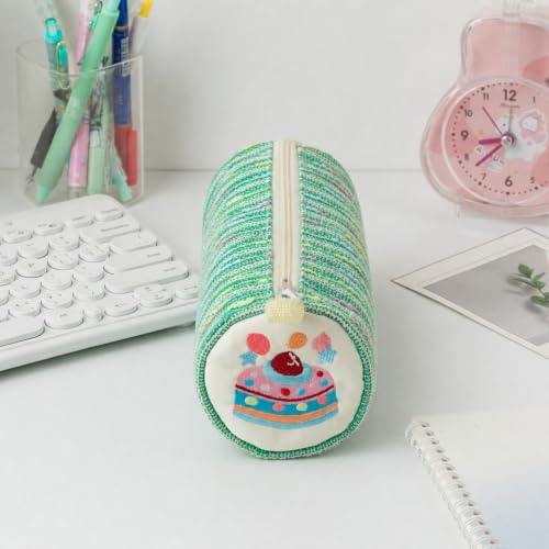 Image of Green Strawberry Cake Pencil Pouch for School Girls, Large Capacity Cute Pencil Case, Stationery Organizer | Spacious Storage | Lightweight | Multi-Use | Aesthetic | College Ready