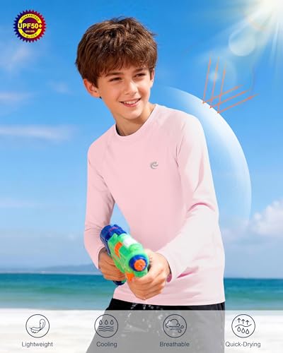 Image of Boys UPF 50+ Swim Shirt Long Sleeve, 1 or 2 Pack Rash Guard Tops