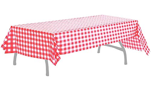 Image of BRICHBROW Pcs of 3 red & White Premium Plastic Checkered Flag Tablecloths