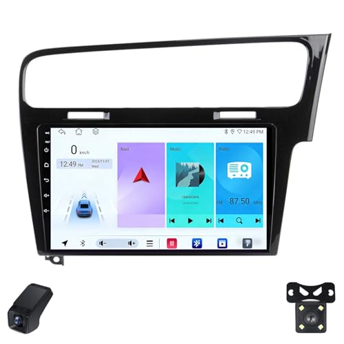 2K Radio para Coche para Volkswagen Golf 7 2012-2020 Pantalla Táctil Android Estéreo para Coche 9-Inch/CarPlay/Android Auto/WiFi/RDS FM Am/GPS/SWC/Cámara Visión Trasera/ADAS DVR(RHD,M100CP)