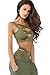 Prograce Women's Sexy Criss Cross High Waisted Bandage 2PCS Bikini Set, L Army Green