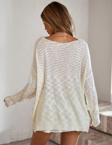 Image of BreathSunny Womens Oversized Cute Valentines Sweater Spring 2026 Heart Knit Lightweight Long Sleeve Pullover Sweaters