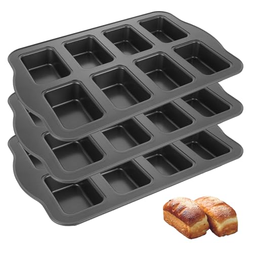 GBACHOOSE Mini Loaf Pan 8 Cavity, 3 Pack Mini Loaf