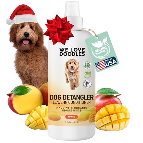 We Love Doodles Dog Detangler Spray - Leave-in Conditioner for Dogs - Dog Detangling Spray - Dematting Spray for Dogs - Tangle Remover - Made in The USA - Large 16 fl oz (Mango)