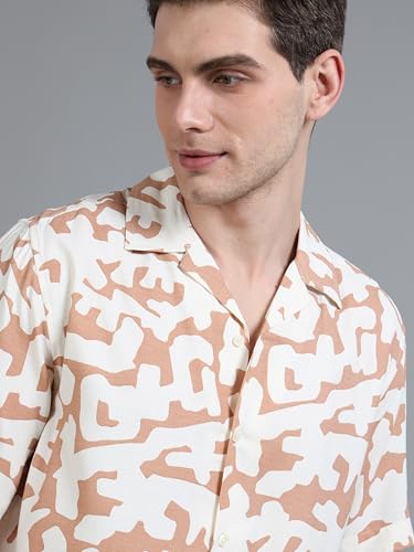 Image of StitchX Men's Half Sleeve Camo Printed Linen Look Shirt