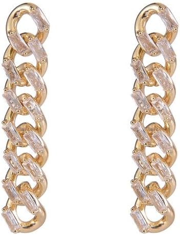 Daisy Fuentes Gold Tone Link Linear Earrings with CZ Stones - Image 2