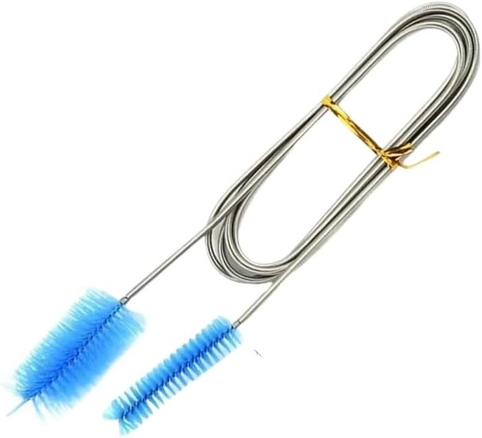 Aquarium Cleaning Brush for Water Filter Pump Lily Pipe Air Tube Hose Stainless Steel Fish Tank Brush Water Pump Accessories(Blue)