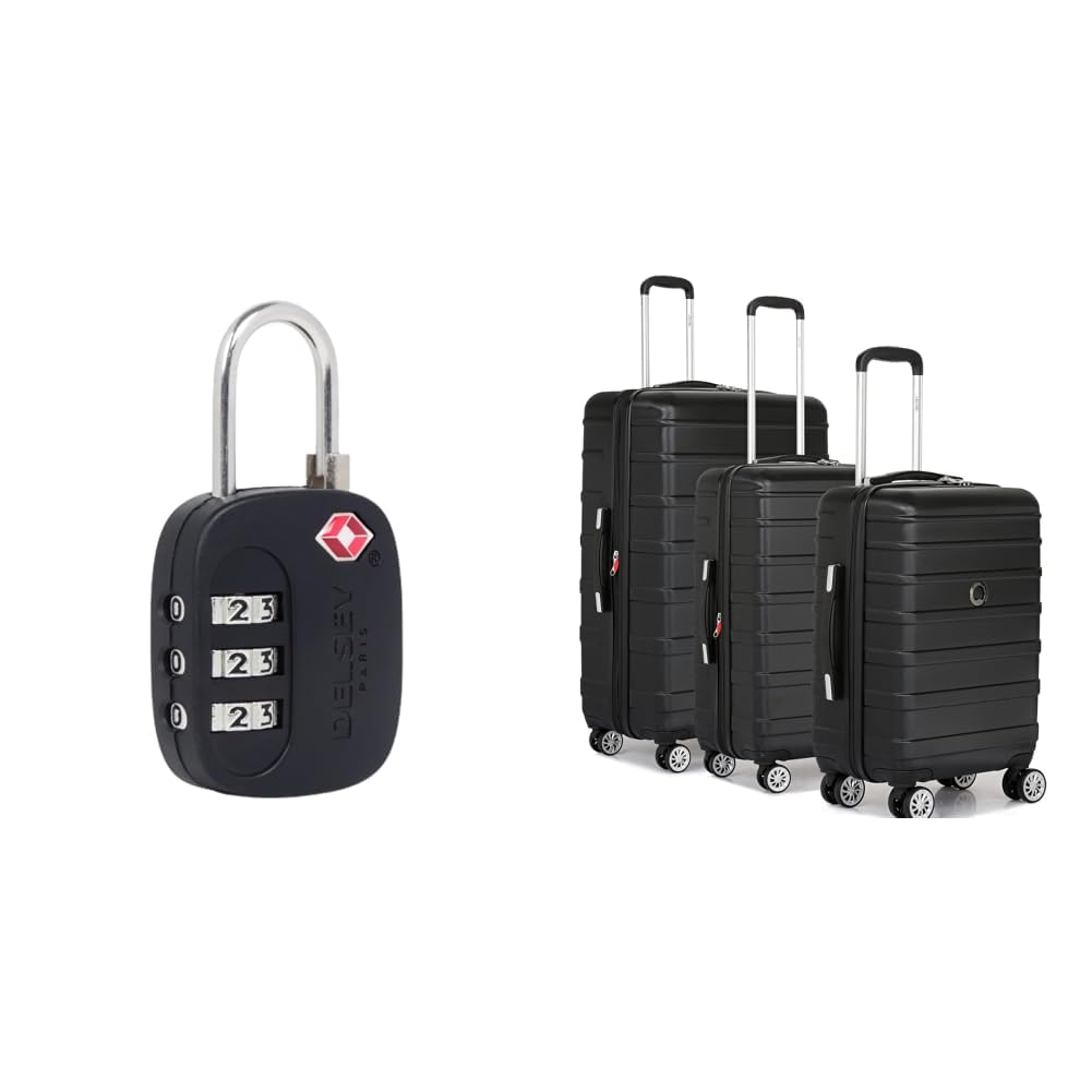 TSA 3 Digit Luggage Lock Black + Margot Trolley Bags Set of 3 Cabin, Medium & Large Luggage Premium Hardside Polycarbonate Suitcase 8 Silent Wheels and TSA Lock(Black)-image-7