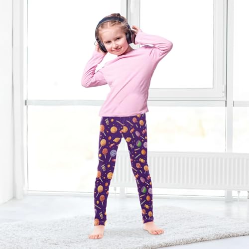 Girls Leggings Candy Purple Halloween Kids Length Leggings Pants Toddler Athletic Soft Tights Trousers 4T4