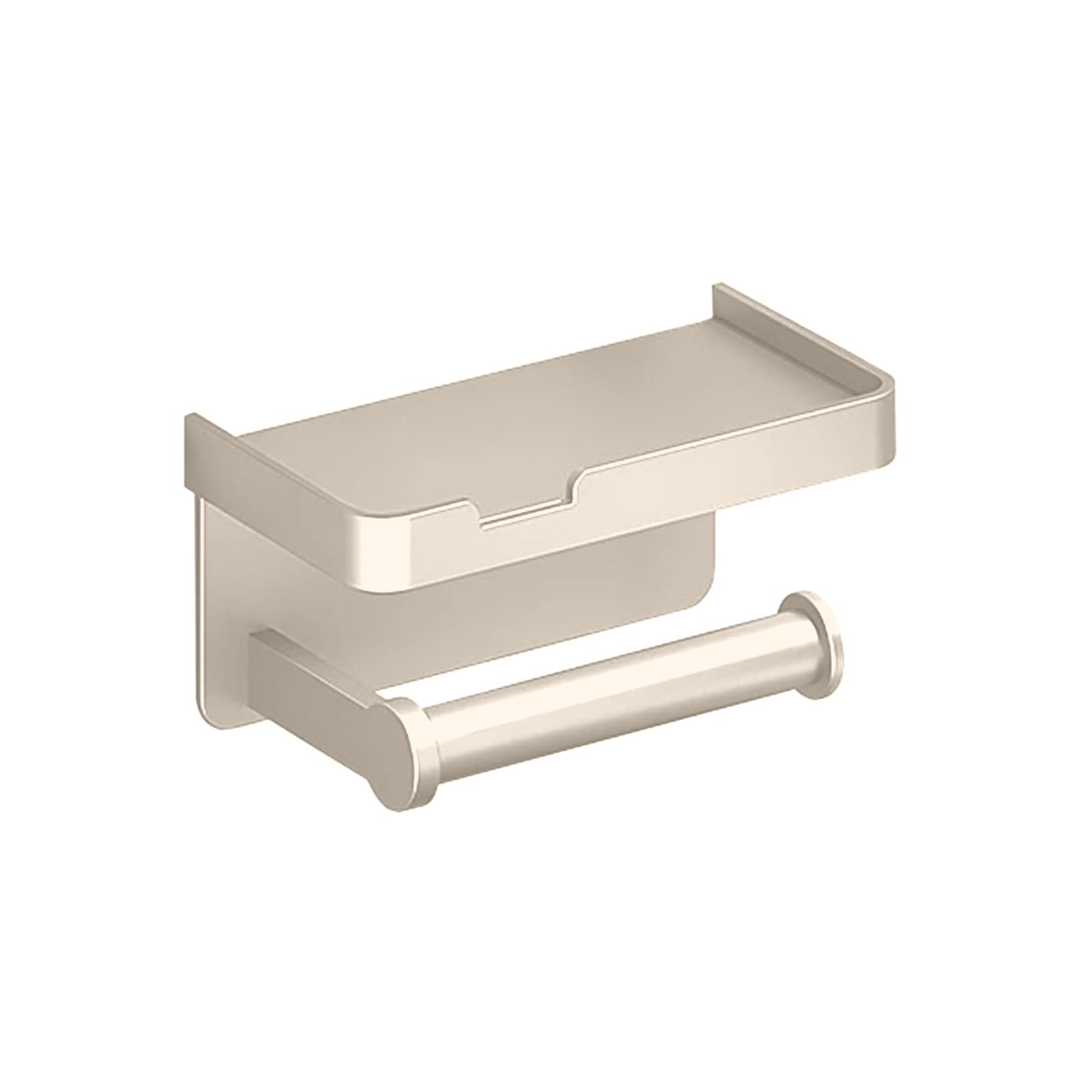 Space-Saving Toilet Roll Holder Aluminum Alloy, Wall-Mounted Tissue Dispenser with Phone Bathroom Shelf Enduring Phone Storage Shelf Bathroom Accessorie