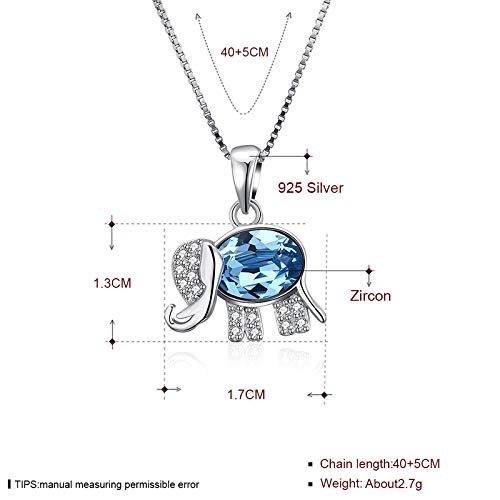 Collier éléphant en argent S925 et diamant bleu d'exception